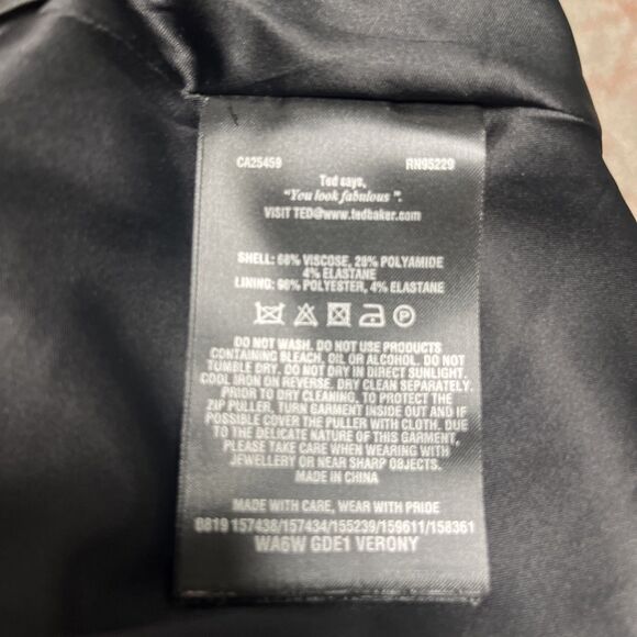 TED BAKER Verony Black Ponte Embroidered Sleeveless Skater Dress Size 2/US 6 - Picture 6 of 6